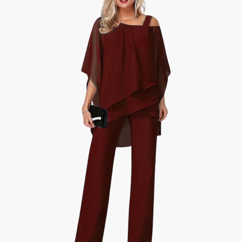Dames jumpsuit met blote schouders en wijde pijpen