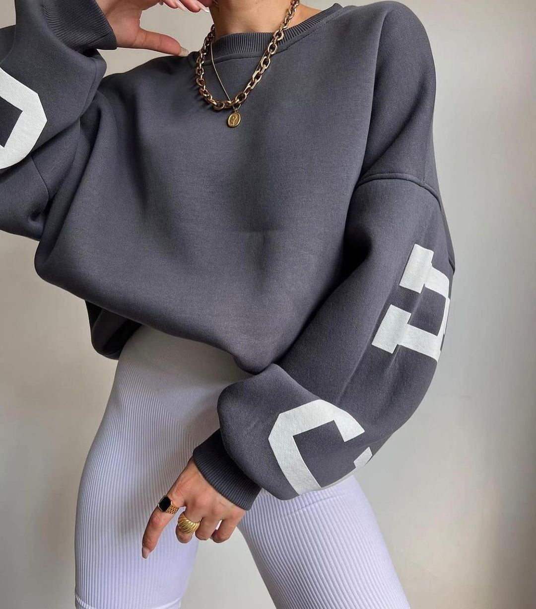 Oversized sweater met opdruk voor dames