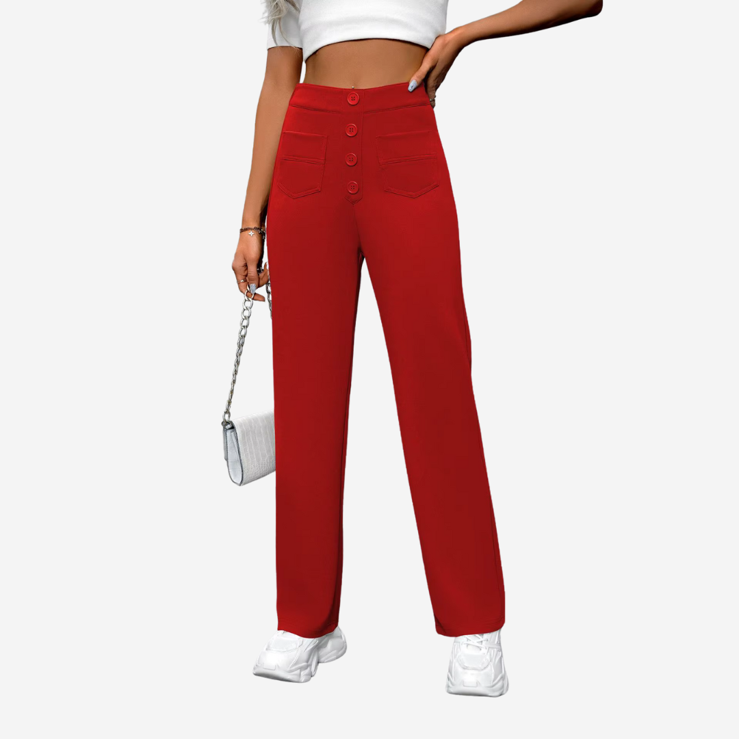Liva – Rechte Broek met Hoge Taille Dames
