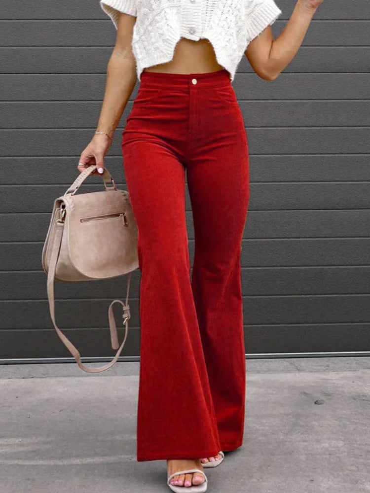 VelvetFlare – Trendy Corduroy Flare Broek voor Dames