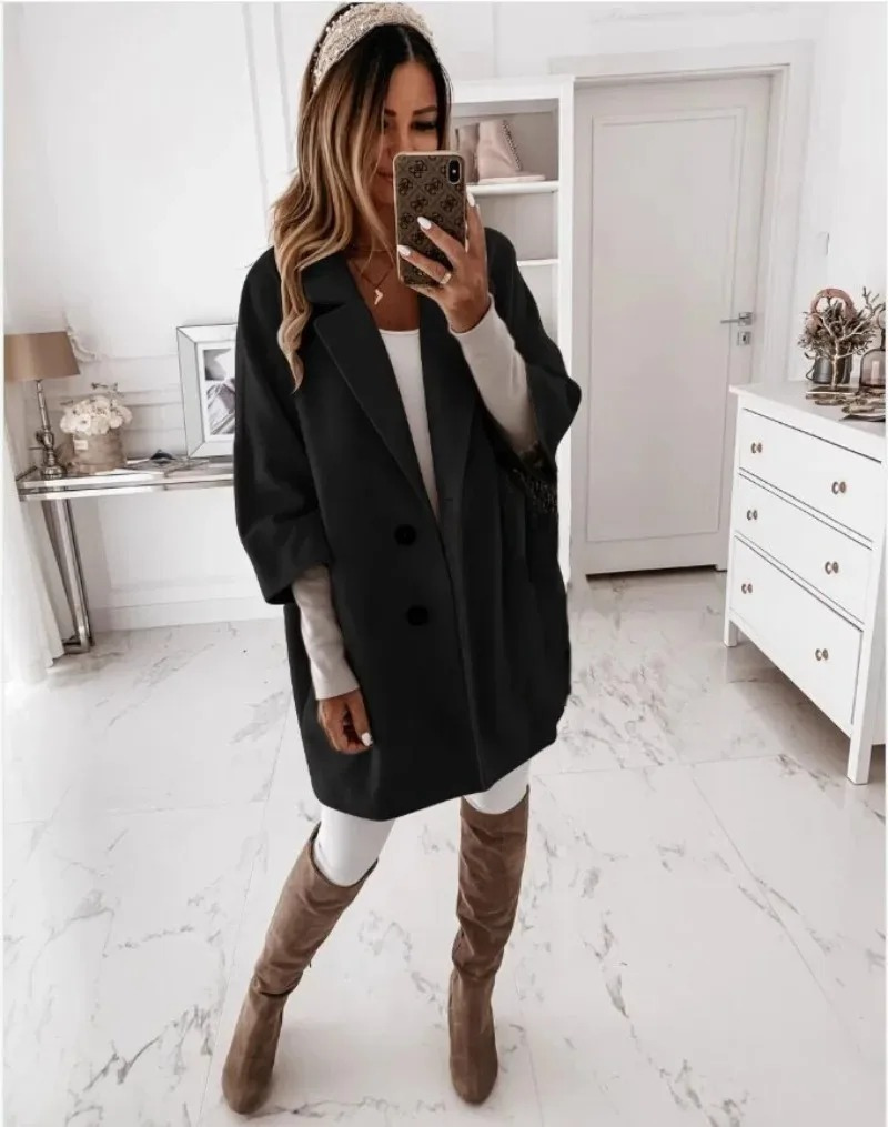 Taresa - Chique Losvallend Trenchcoat Dames lange pasvorm met knopen en kraag damesjas midi