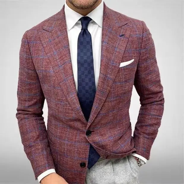 Vintage Heren Blazer met Ruitenprint