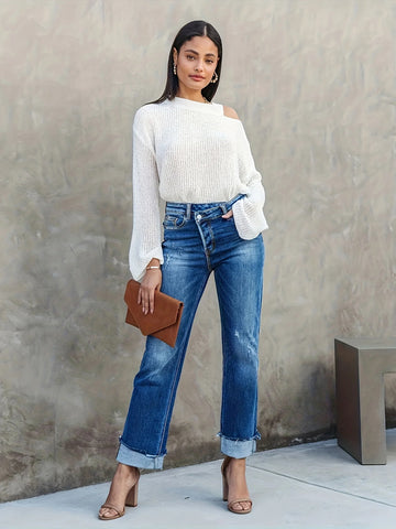 Delilah – Asymmetrische Straight-Leg Jeans voor Dames