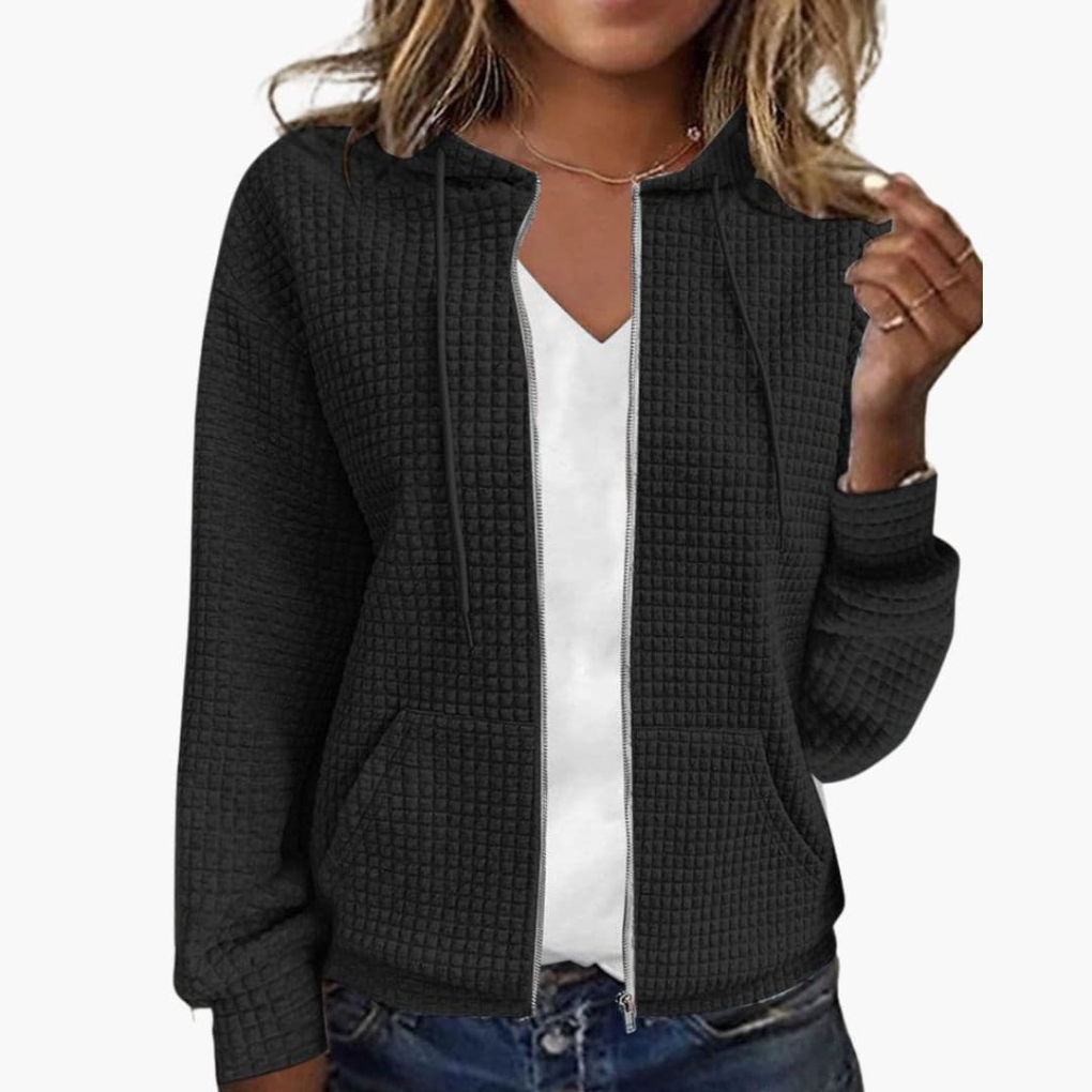 Dames hoodie met rits en trekkoordcapuchon