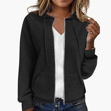 Dames hoodie met rits en trekkoordcapuchon