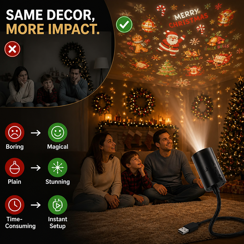 Feestdagen-lichtprojector – direct feestelijke taferelen in elke ruimte