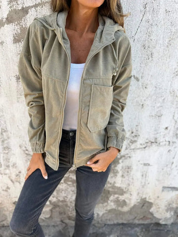 Nora – Casual Corduroy Jas met Capuchon