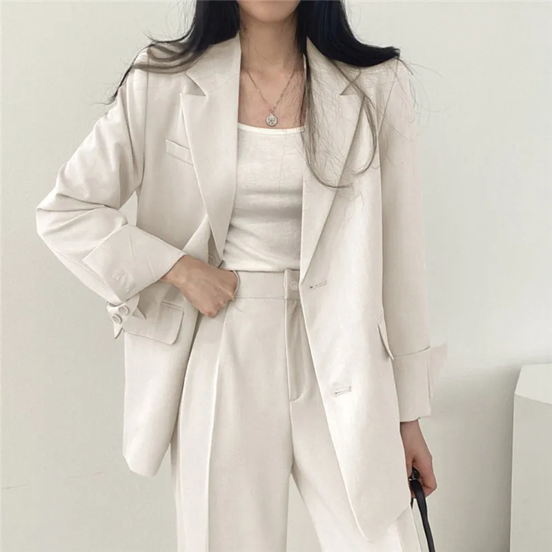 Tweedelig Damespak Blazer Set blazer met met knopen pantalon vrouwen dames kantoor formele kleding