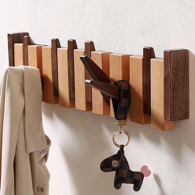 Houten wandkapstok – inklapbare haken met minimalistisch design
