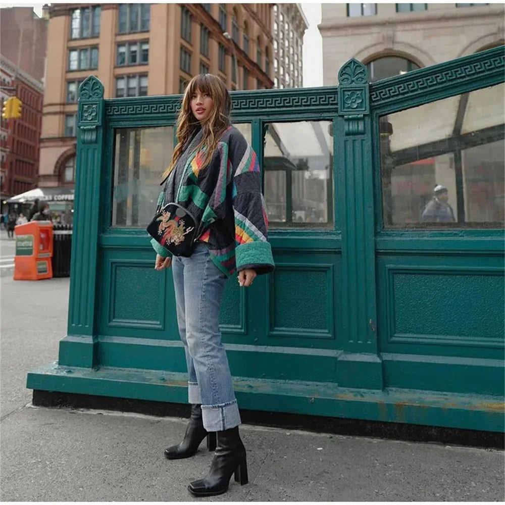Paisley – cardigan jas met polokraag