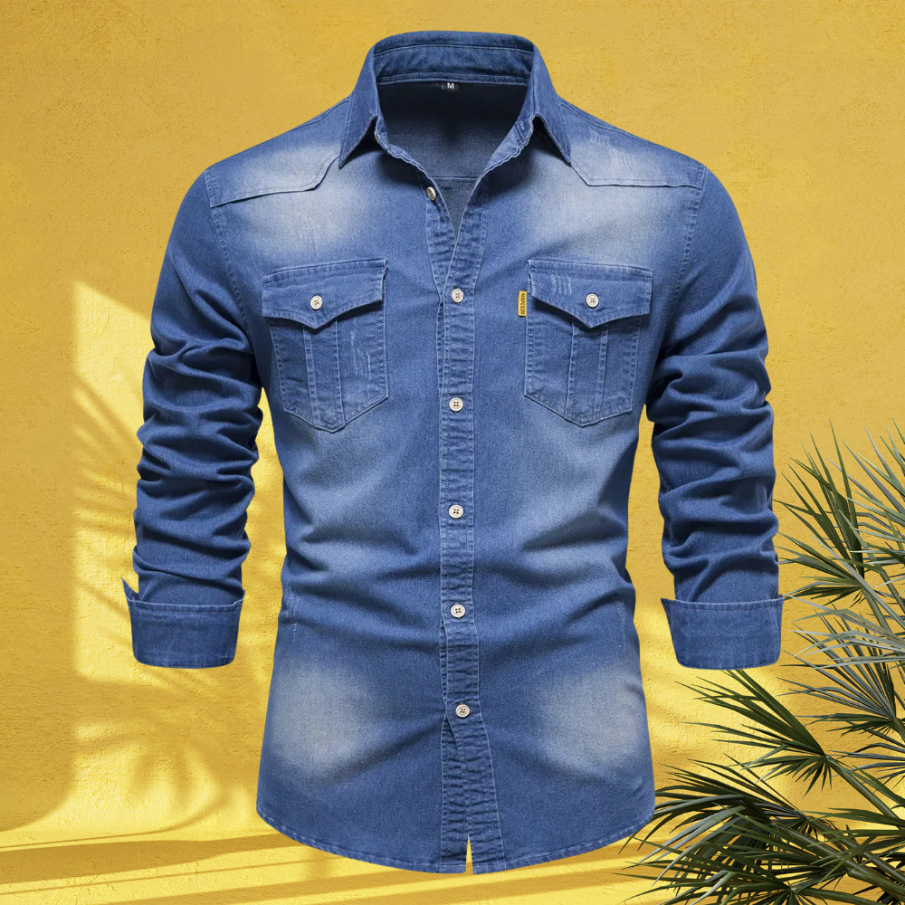 Slim Fit Denim Overhemd voor Heren