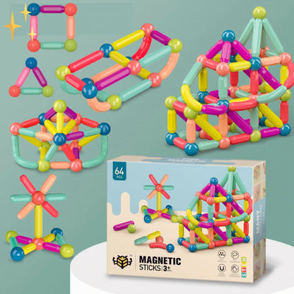MagnaCreate - 64-delige Magnetische Bouwblokkenset voor Creatieve Kinderen