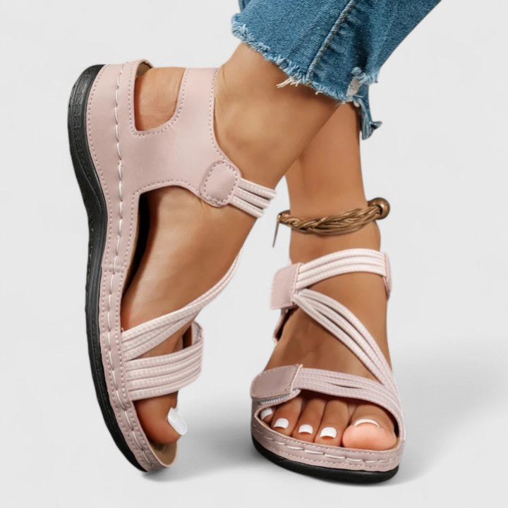 Sandalen met plateauzool, bandjes en open neus voor dames