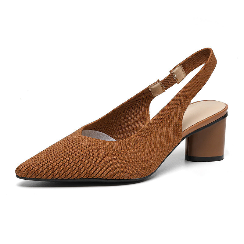 Slingback pumps voor dames met spitse neus en blokhak