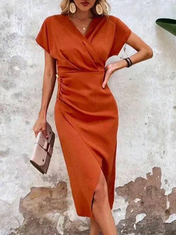 Elegante Maxi Jurk met V-Hals en Split
