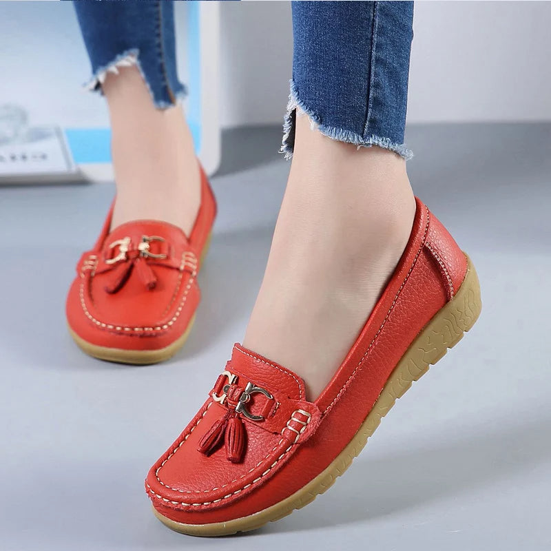Alinne – Leren Ballerina Schoenen Dames