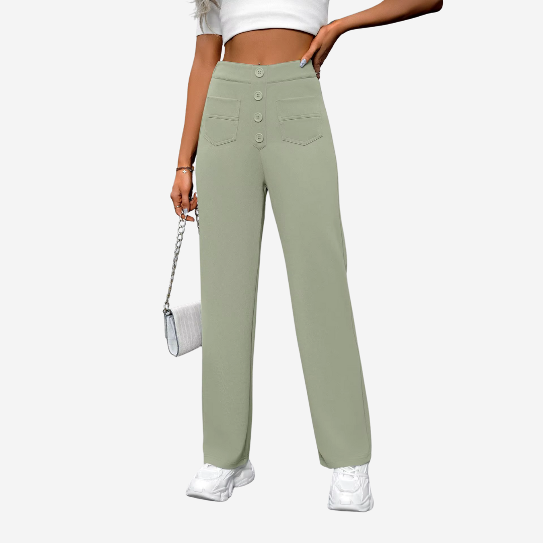 Liva – Rechte Broek met Hoge Taille Dames