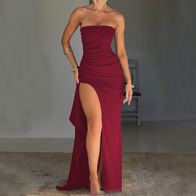 Strapless Maxi Avondjurk met Split