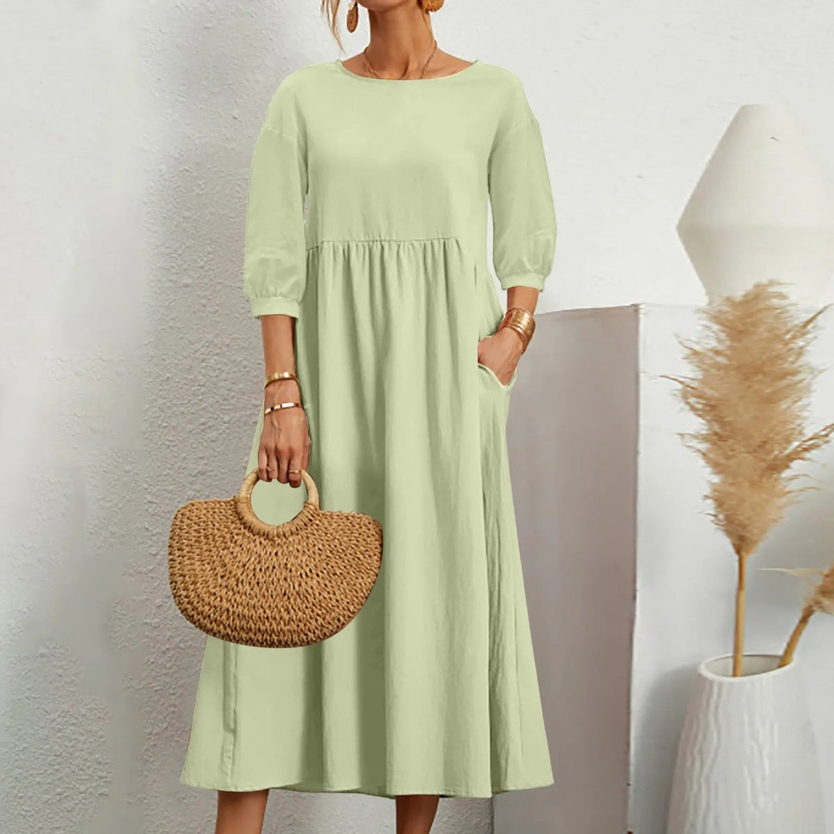 Celine – Midi-Jurk met Patchwork