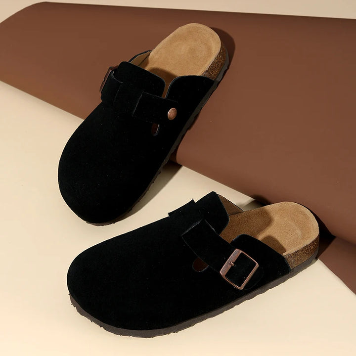 Clogs in suèdelook met kurken voetbed voor dames