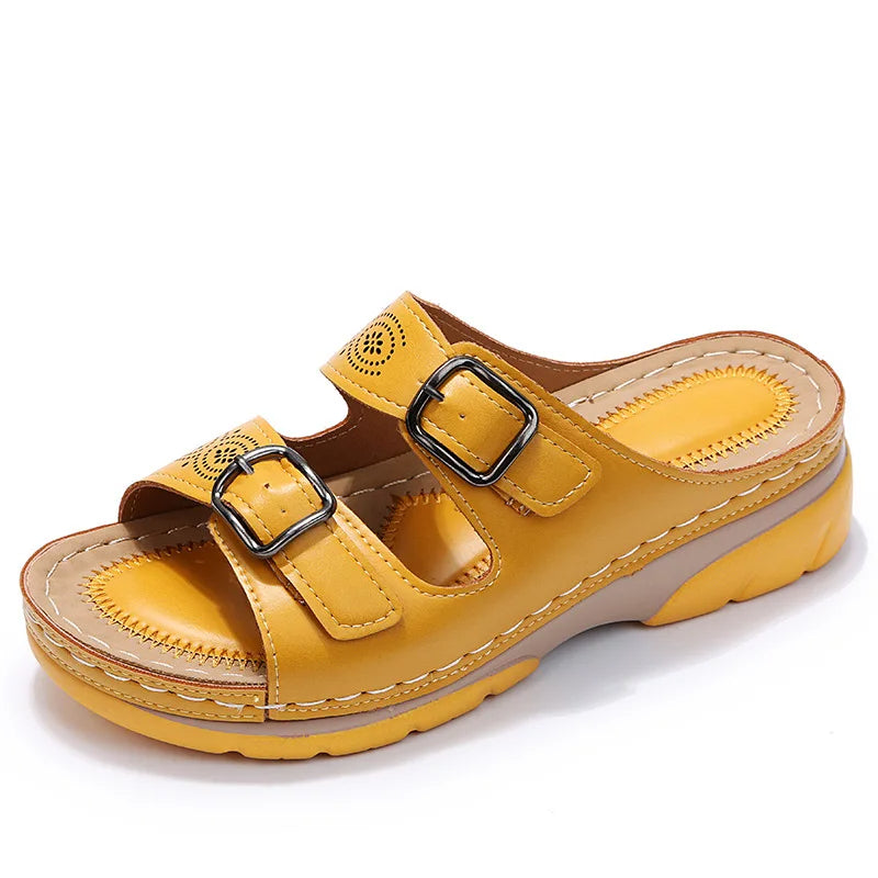 Selina – Wedge Sandalen met Dubbele Gesp