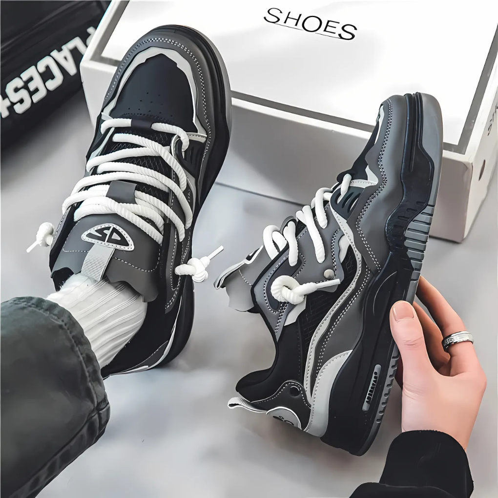 Sneakers van kunstleer met meshvoering voor heren