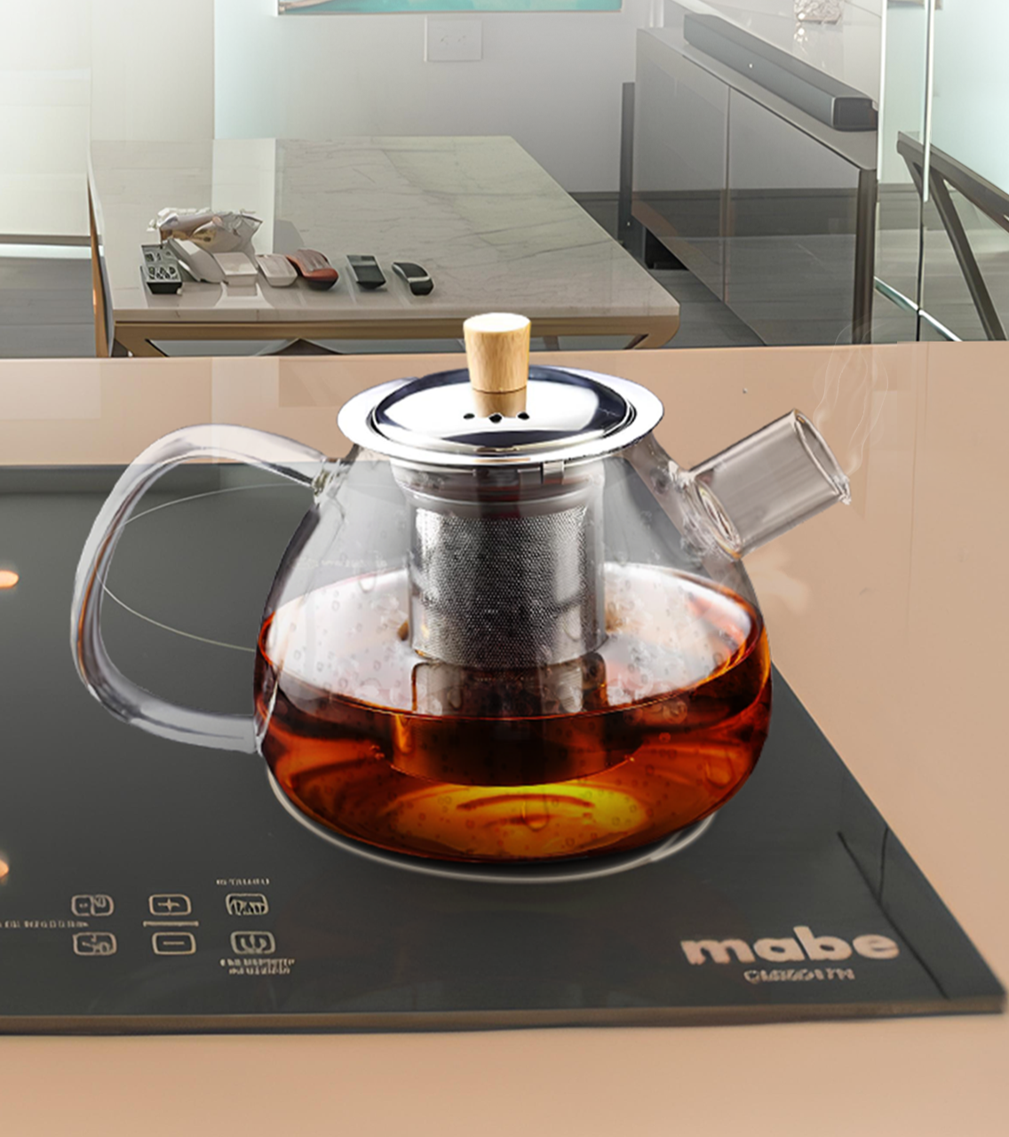 Theezetapparaat met filter en warmhoudfunctie