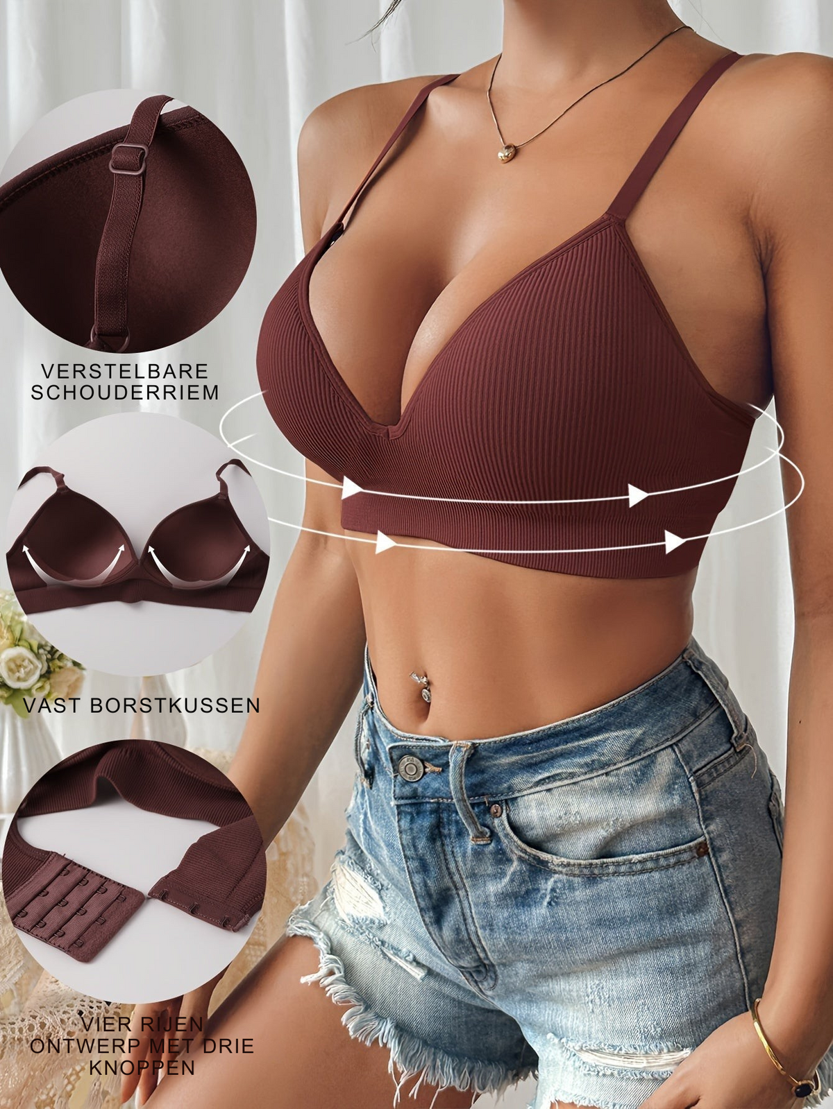 Naadloze Push-Up Bralette met Diepe V-hals
