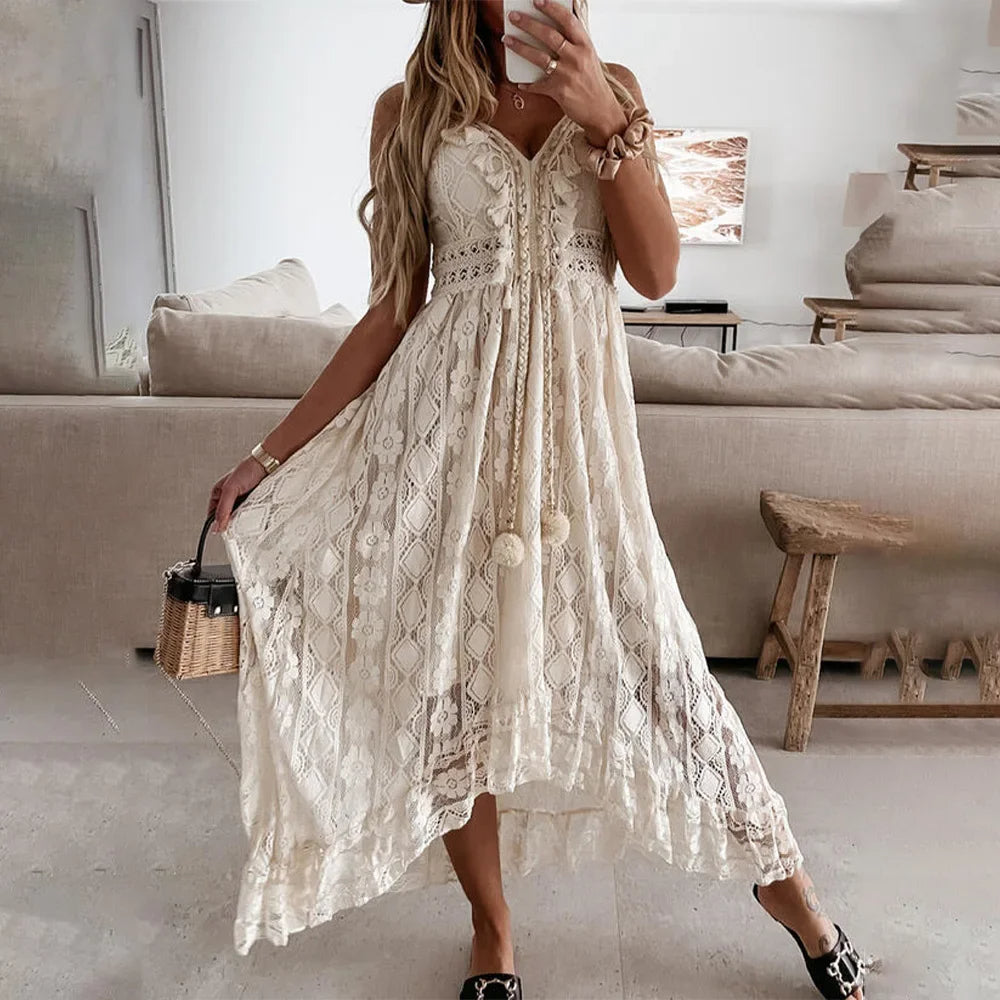Maeva – Boho Kanten jurk met Kwastjes