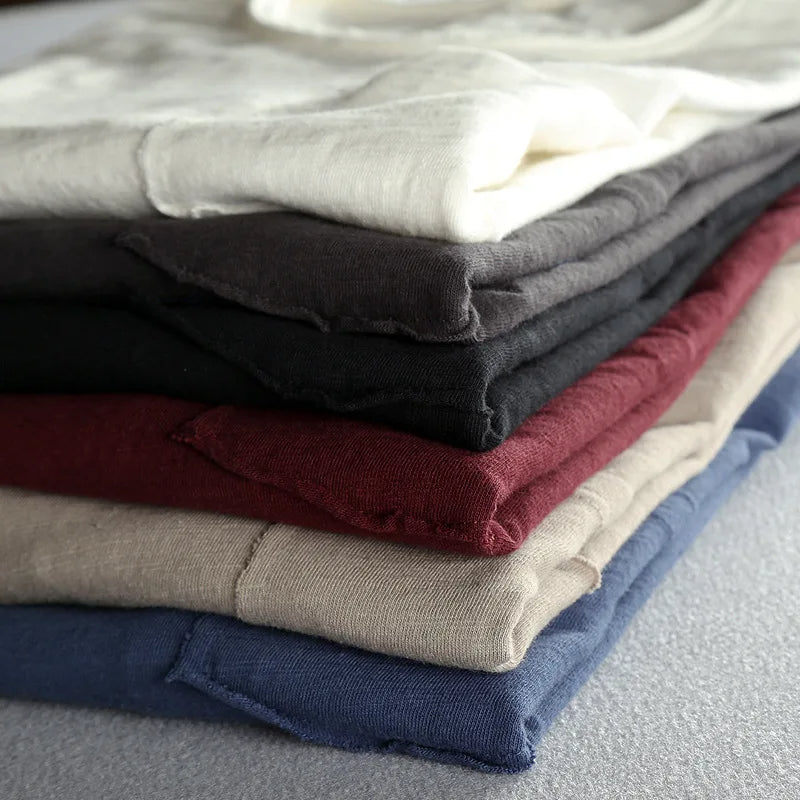 Vintage katoenen longsleeve shirt met O-hals voor heren