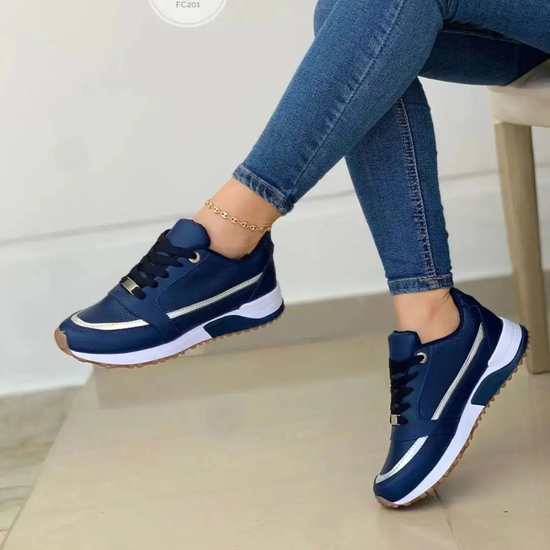 Dames Sneakers met Mesh &amp; Leer Patchwork