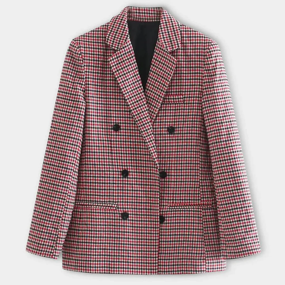 Geruite Klassieke Blazer Voor Dames