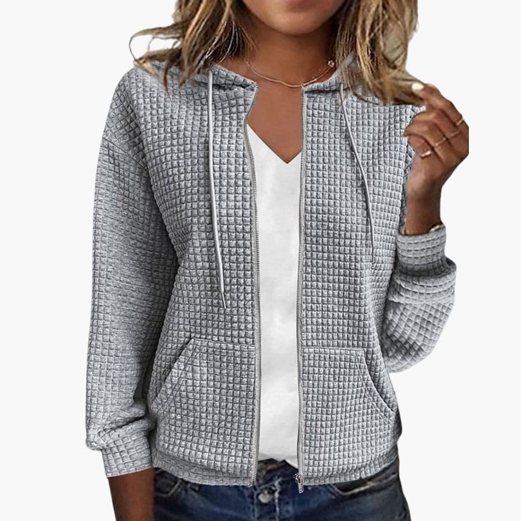Dames hoodie met rits en trekkoordcapuchon