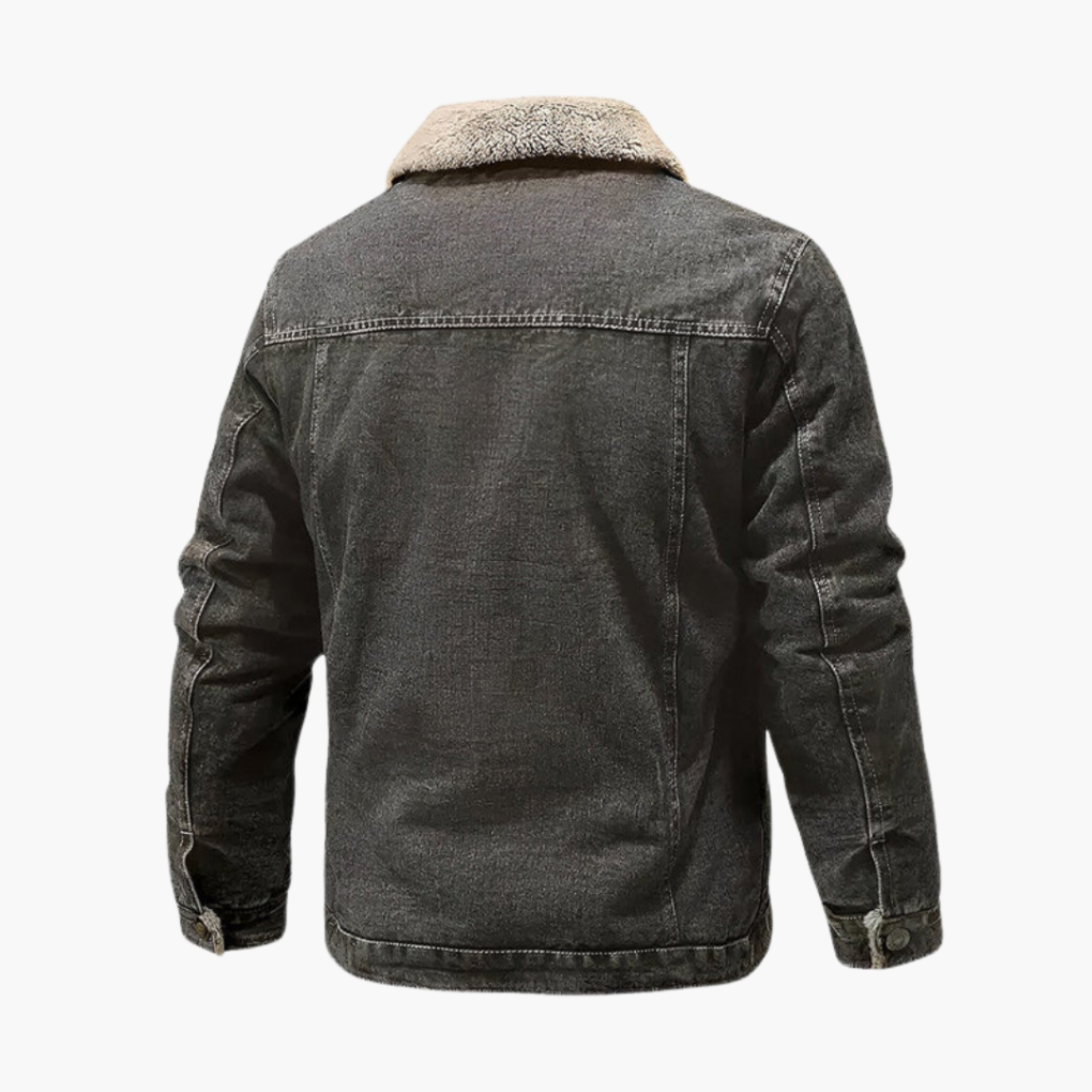 Heren denim jas met fleecevoering