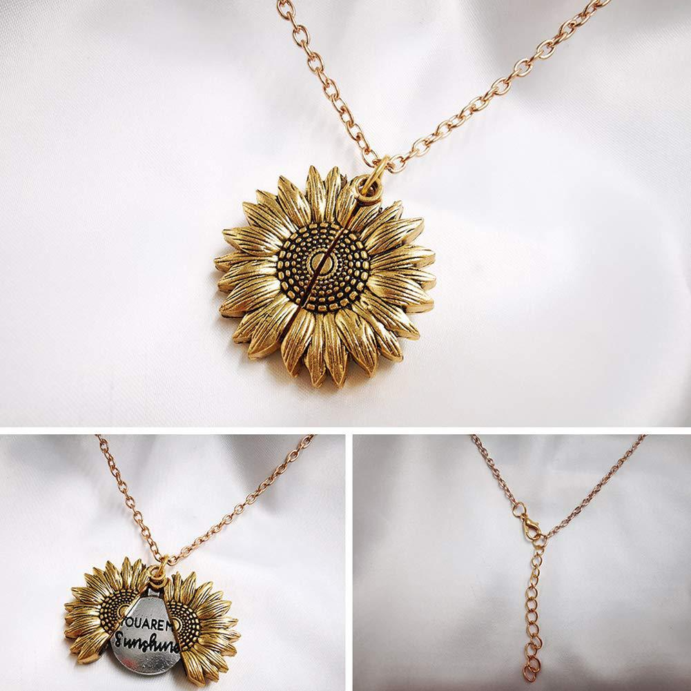 Gouden Zonnebloem Hangerketting met Gravure “You Are My Sunshine”