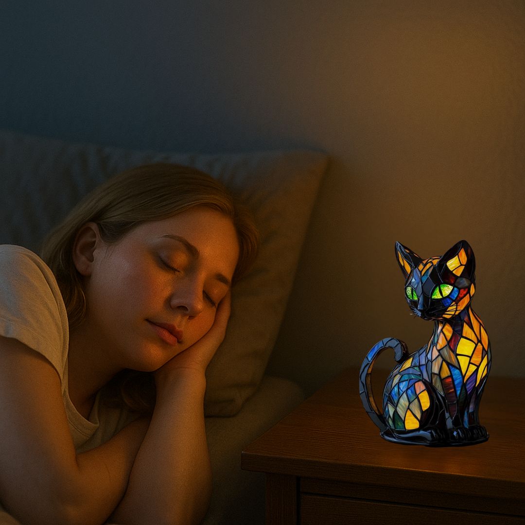 Decoratieve Kattenlamp met Mozaïekontwerp en Warm Sfeerlicht – Elegante Woondecoratie