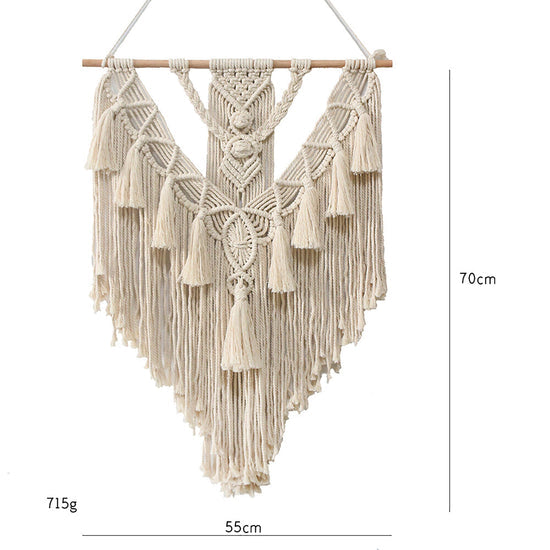 Boho Geweven Wandtapijt met Stang - Bohemien Wanddecoratie