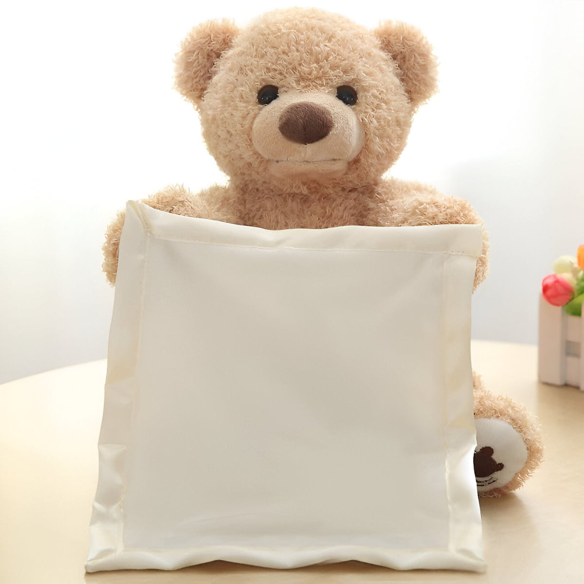 Interactieve pluche teddybeer met zinnen en beweegbare armen, 30 cm