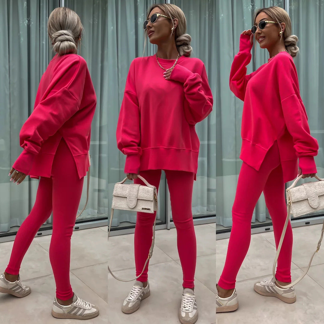 Elegante Lounge Set met Hoodie en Strakke Broek