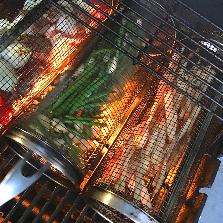Roterende BBQ Basket van Roestvrij Staal