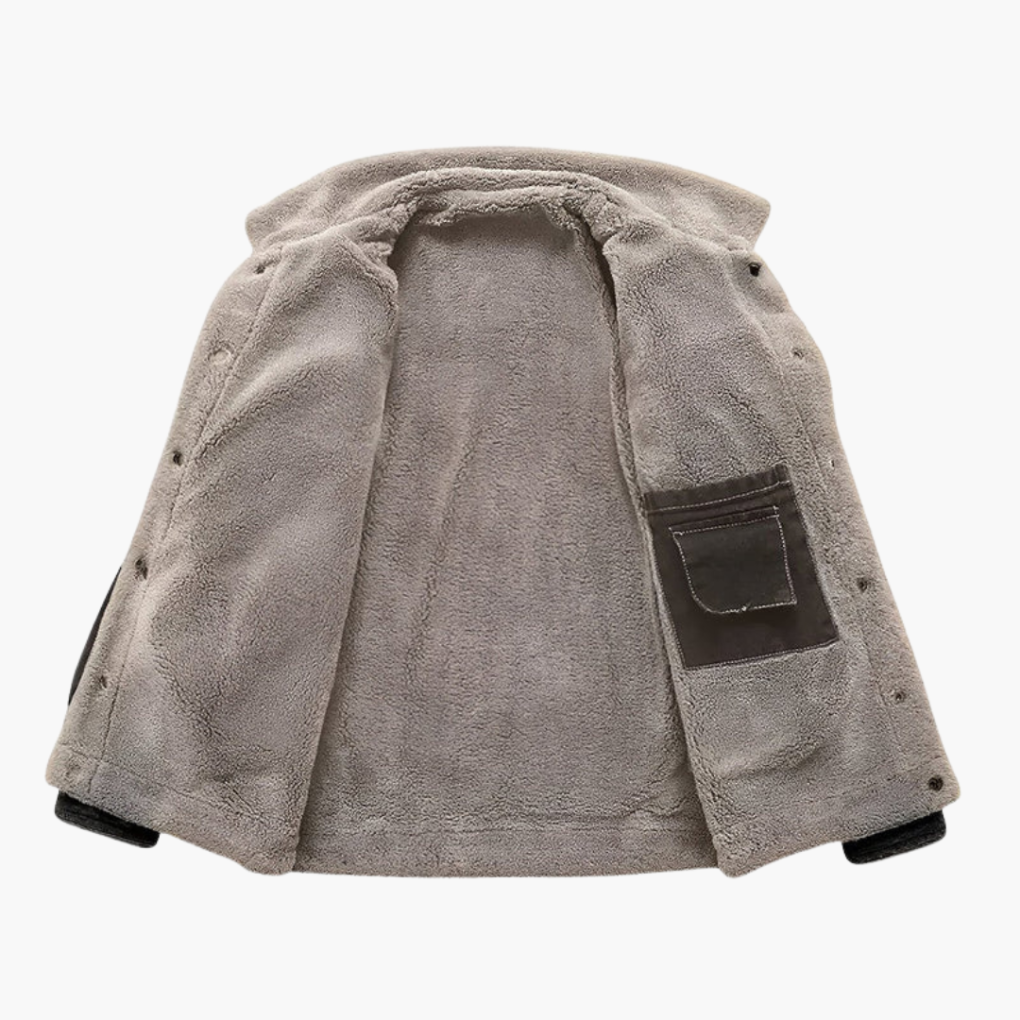 Heren denim jas met fleecevoering