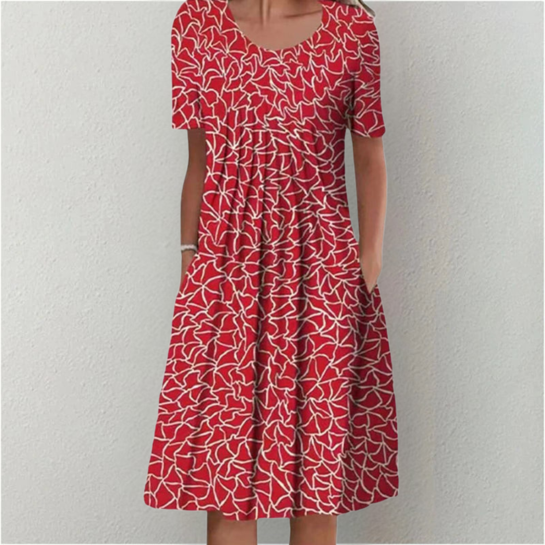 Bloemen A-lijn midi-jurk voor dames