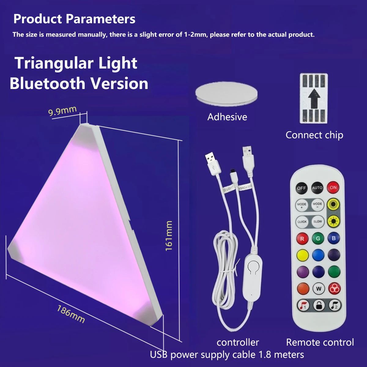 Quantum LED Driehoek Lamp - Superdunne RGB Muurverlichting met Wifi & Bluetooth App Controle voor Game- en Slaapkamer Decor
