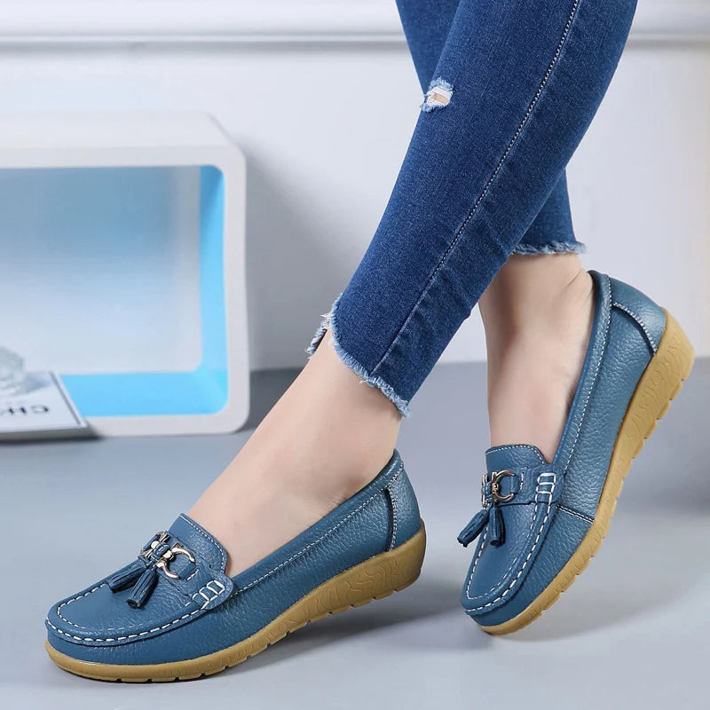 Alinne – Leren Ballerina Schoenen Dames