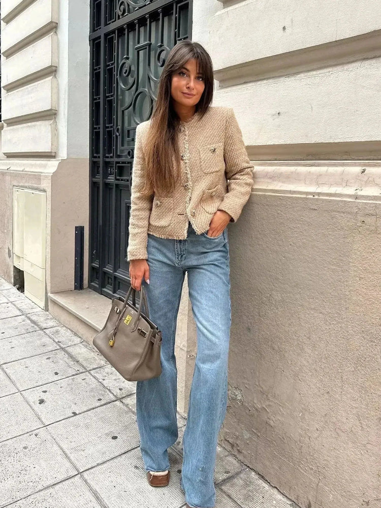 Amelia – Elegant cropped tweed jasje voor dames