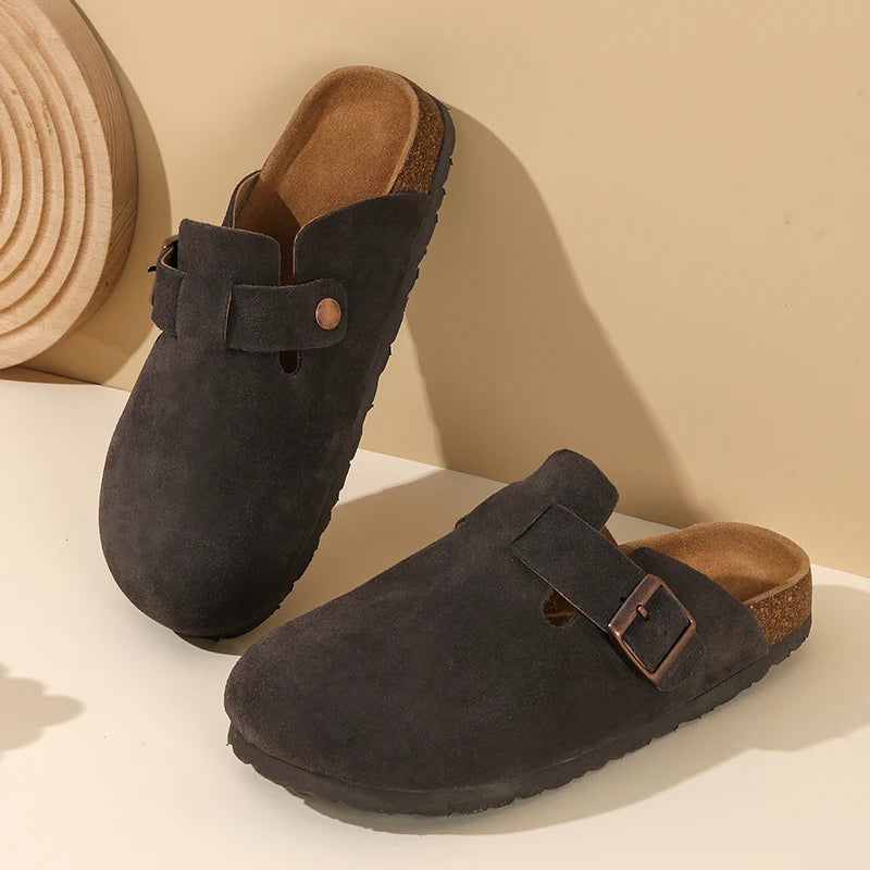 Olen - Leren Boston clogs van zacht suède voor Dames