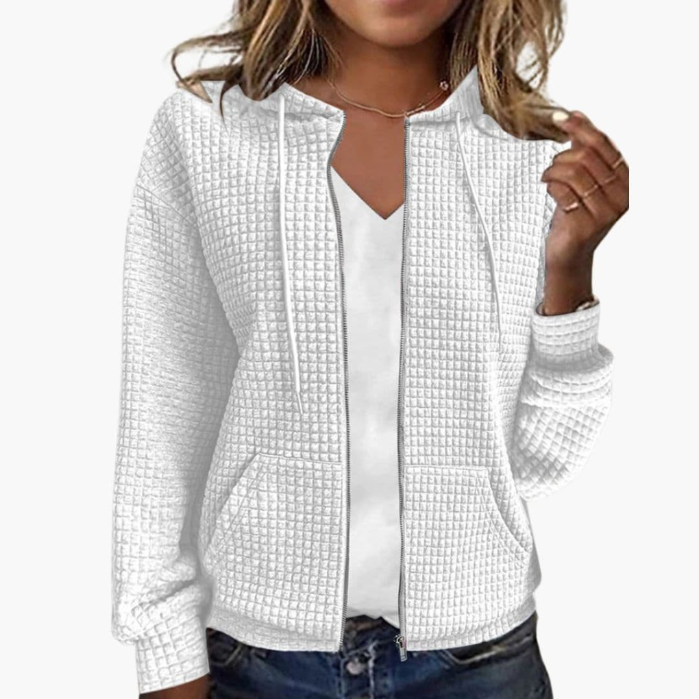 Dames hoodie met rits en trekkoordcapuchon