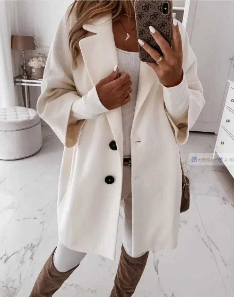 Taresa - Chique Losvallend Trenchcoat Dames lange pasvorm met knopen en kraag damesjas midi