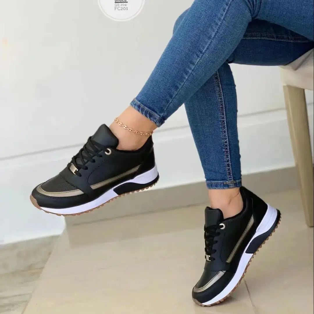 Dames Sneakers met Mesh &amp; Leer Patchwork