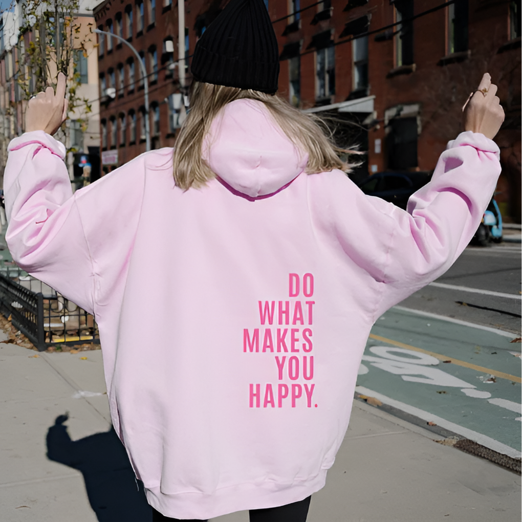 Unisex gelukkig sweatshirt met capuchon (Voorverkoop)